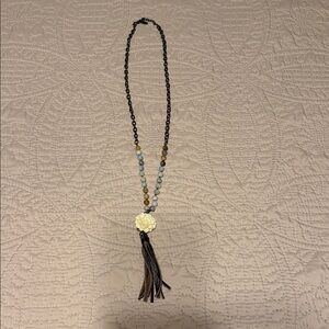 Plunder Black and Cream Necklace with Floral Pendant